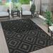 Paco Home Indoor & Outdoor Rug With Moroccan Trellis High-Low Pattern 5 3 x 7 3 - anthracite