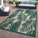 World Rug Gallery Floral Leaves Textured Flat Weave Indoor/Outdoor Area Rug 5 X 7 - Green