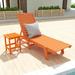 Polytrends Laguna Armless Poly Eco-Friendly Weather-Resistant Chaise with Side Table (2-Piece Set) Orange