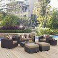 Modway Convene 8 Piece Outdoor Patio Sectional Set in Espresso Mocha