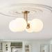 OYIPRO 4 - Light Modern Linear Globe Glass Semi Flush Mount Ceiling Light Gold/White Glass