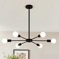 RRTYO 6/ 8 - Light 23.6 in. Mid-Century Modern Dimmable Linear Sputnik Pendant Chandelier 6-Light - Black