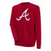 Men's Antigua Red Atlanta Braves Victory Crewneck Chenille Pullover Sweatshirt