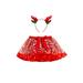 Nituyy Kids Girl Princess Skirt Outfit Baby Elastic Waist Christmas Print Tutu Skirt with Elk Headband Set