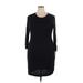 Mossimo Casual Dress - Mini Crew Neck 3/4 sleeves: Black Solid Dresses - New - Women's Size 2X-Large