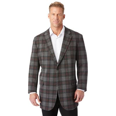 Men's Big & Tall Ponte stretch knit blazer by KingSize in Grey Plaid (Size 58)