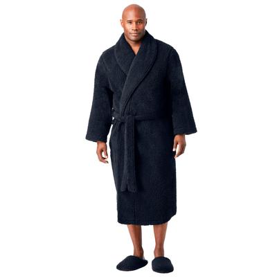 Men's Big & Tall Sherpa robe by KingSize in Black (Size L/XL)