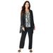 Plus Size Women's Foil-Print Georgette Pant-Set. by Roaman's in Black Jewel Paisley (Size 28 W)