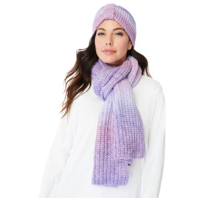 Women's Ombre Knitted Headband and Scarf Set. by Accessories For All in Purple Ombre