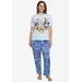 Plus Size Women's Mickey Mouse & Friends T-Shirt & Plush Pajama Pants by Disney in Gray (Size 2X (18-20))