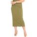 Plus Size Women's Maxi Sweater Skirt with Button Down Placket by ELOQUII in Sphagnum (Size 30/32)
