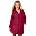 Plus Size Women's Quilted Puffer Coat by June+Vie in Rich Burgundy (Size 26/28)