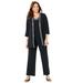 Plus Size Women's Beaded 3-Piece Cardigan Pant set by Catherines in Black (Size 26 W)