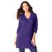 Plus Size Women's CashMORE Collection V-Neck Sweater by Roaman's in Midnight Violet (Size 26/28)