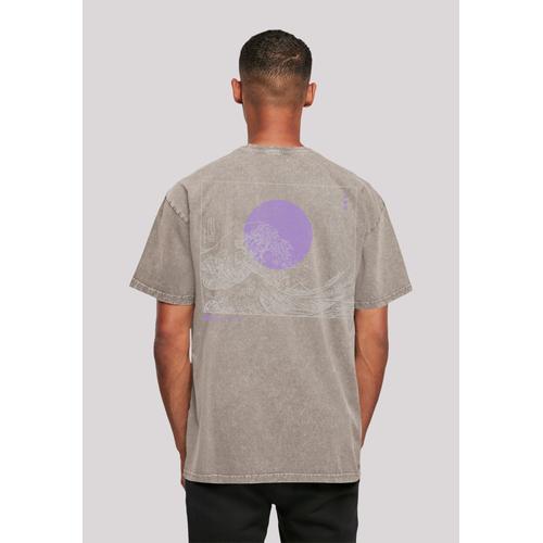 „T-Shirt F4NT4STIC „“Kanagawa Welle““ Gr. M, grau (asphalt) Herren Shirts T-Shirts Print“