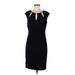 Eliza J Casual Dress - Party Plunge Sleeveless: Black Solid Dresses - Women's Size 8