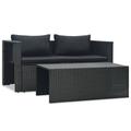 Latitude Run® Patio Furniture Set 6 Piece Sectional Sofa w/ Coffee Table Rattan Synthetic Wicker/All - Weather Wicker/Wicker/Rattan in Black | Wayfair