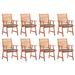 Ebern Designs Patio Dining Chairs Outdoor Patio Chair w/ Cushions Solid Wood Acacia Wood in Brown | 36.22 H x 22.05 W x 24.41 D in | Wayfair