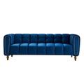 House of Hampton® Hamet 83.07" Velvet Tuxedo Arm Sofa Velvet in Blue | 27.95 H x 83.07 W x 31.89 D in | Wayfair 63753955C50D457DA5BACA9A50D41B53