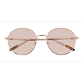 Unisex s round Shiny Gold Tortoise Metal Prescription sunglasses - Eyebuydirect s Olin