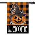 Mloabuc Halloween Garden Flag 28X40 Inch Double-Sided Burlap Fall Pumpkin Garden Flag Scary Pumpkin Holiday House Flags for Indoor Outdoor Yard Halloween Decorations