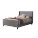 Eva Low Profile Full Size Bed, Gray Linen Upholstery, Shelter Headboard