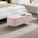 Storage Ottoman Bench for End of Bed Gold Legs, Modern Grey Faux Fur Entryway Bench Upholstered Padded with Storage