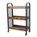 Multifunctional Cart 3 Tier Wood & Metal Kitchen Cart with Mesh Side Panel with Storage & Metal Frame for Kitchen Bar Bathroom