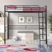 Black Steel Loft Bed with Solid Construction and Space-Saving Design - Functional Metal Frame