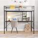 Metal Twin Loft Bed with Desk, Storage Shelves, Ladders, and Safety Features
