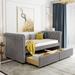 Twin Size Upholstered Daybed, Sofa Bed Equipped with Two Movable Drawers and Armrests