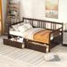 Twin Size Daybed Wood Bed with Two Drawers Living Room Storage Daybed, Espresso