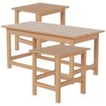 Polytrends Laguna Poly Eco-Friendly All-Weather Outdoor Coffee Table with Side Table (3-Piece Set) Teak