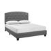 Dane Queen Size Bed, Fully Upholstered, Tufted Curved Headboard, Light Gray