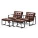 Glitzhome Set of 2 PU Leather Tufted Accent Chairs with Ottomans