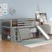 Low Loft Bed with Attached Bookcases and Separate 3-tier Drawers, Convertible Ladder and Slide, Twin Size.