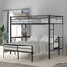 Metallic Twin Over Full Bunk Bed with Desk and Ladder - Versatile Space-Saving Design, Sturdy Metal Frame