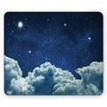 Night Sky Mouse Pad Digitally Generated Sky with and Clouds Rectangle Non-Slip Rubber Mousepad Standard Size Sky Blue Blue Grey