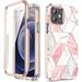 Case for iPhone 12 iPhone 12 Pro 6.1 Stylish Soft TPU Bumper Cover Shockproof Full Body Protective Case with Built in Screen Protector Hard Plastic PC Back Phone Case - Marble Pink