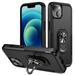 Nalacover Rugged Case for iPhone 15 with Rotated Ring Holder Kickstand Bracket Military Grade PC + TPU Shockproof Cover with Magnetic Car Mount Lens Protective Case Black/Black