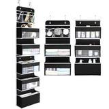 6-Tier Over the Door Storage Organizer IsEasy 1 Split into 2 Swing-proof Hanging Bathroom Storage Organization with Door Rack and Large Clear Windows Wall File Organizer Hanging Organizer Black