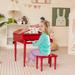 Exdeerjoy 30-Key Classic Baby Grand Piano Toddler Toy Wood w/ Bench & Music Rack Red