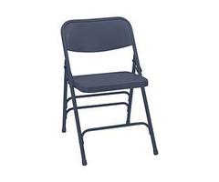 National Public Seating 304 Premium Triple Brace Double Hinge All Steel Folding Chair Blue Set of 4