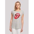 T-Shirt F4NT4STIC "The Rolling Stones Zunge Rot" Gr. 5XL, grau (heather grey) Damen Shirts Jersey