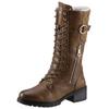 Winterstiefel MUSTANG SHOES, Damen, Gr. 38, Varioschaft, braun (kastanie), Lederimitat, elegant, Schuhe, mit goldfarbenen Akzenten