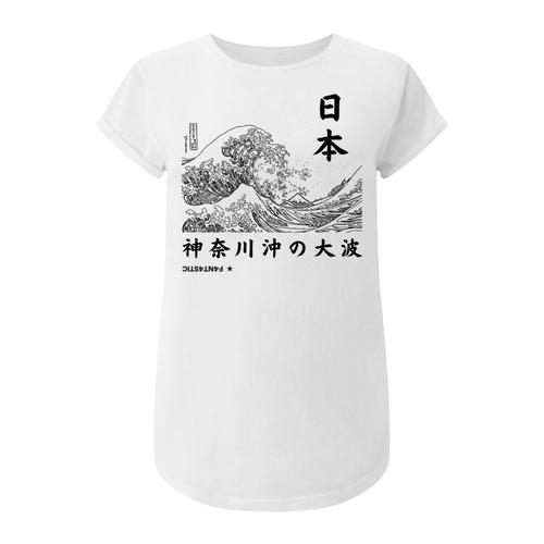 „T-Shirt F4NT4STIC „“Kanagawa Welle Japan““ Gr. M, weiß Damen Shirts Jersey Print“