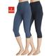 Caprileggings VIVANCE ACTIVE Gr. 52/54, N-Gr, blau (1 x jeans, 1 denim) Damen Hosen Caprihosen