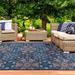 Blue 120 x 96 x 0.18 in Indoor/Outdoor Area Rug - Bungalow Rose Cassidy Modern Floral Indoor/Outdoor Area Rug | 120 H x 96 W x 0.18 D in | Wayfair