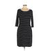 Tommy Hilfiger Casual Dress - Sheath Scoop Neck 3/4 sleeves: Black Stripes Dresses - Women's Size Medium