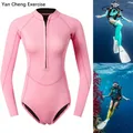 Bikini de plongée en néoprène pour femme maillot de bain rose à manches longues équipement de